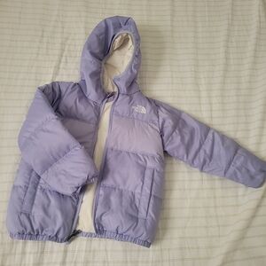 The North Face 550 Purple/cream Reversible Puffer Jacket